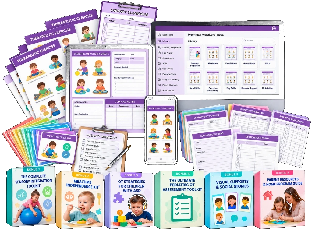 +1001 Actividades de Terapia Ocupacional Pediátrica Paquete Completo con 6 Bonos y Videos de Apoyo